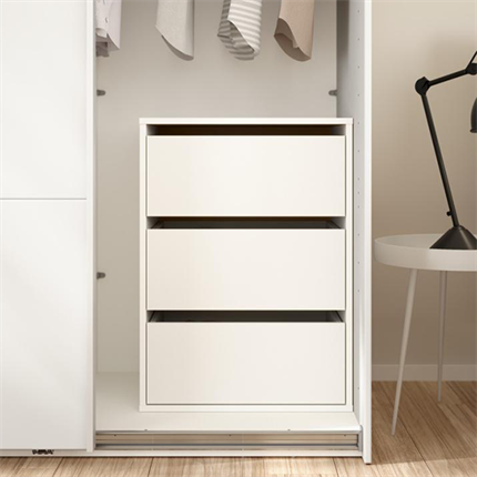 Skuffeindsats med 3 skuffer i hvid i Bergamo garderobeskab