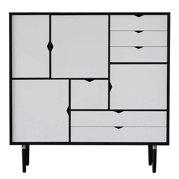 Andersen Furniture S3 reol Hvide fronter - Sort lakeret eg