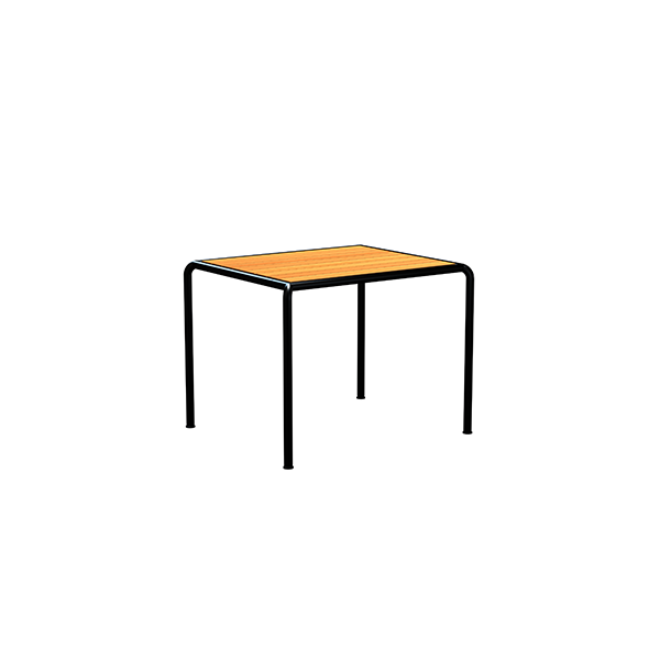 Havebord i træ med sort stel
