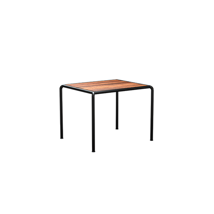 Træ havebord med sort stel