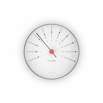 Arne Jacobsen Bankers Termometer - Ø:12 cm - Hvid/sort