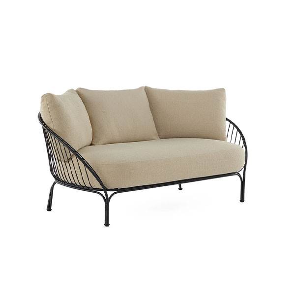 Kartell Hiray Sofa med hynder – Sort stel med beige hynder