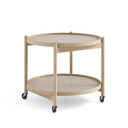 Brdr. Krüger Bølling bakkebord 60 cm. - eg ubehandlet, bakke 1: stone / bakke 2: stone