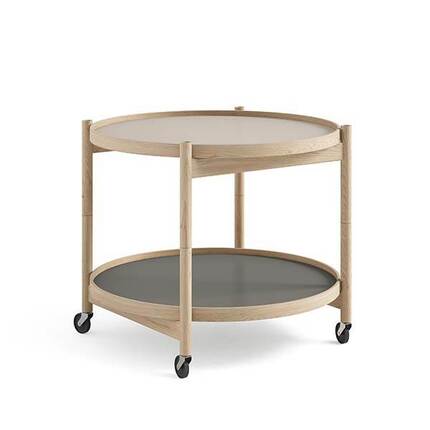 Brdr. Krüger Bølling bakkebord 60 cm. - eg ubehandlet, bakke 1: stone / bakke 2: stone