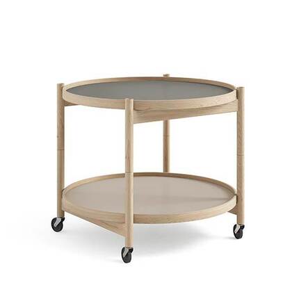 Brdr. Krüger Bølling bakkebord 60 cm. - eg ubehandlet, bakke 1: stone / bakke 2: stone
