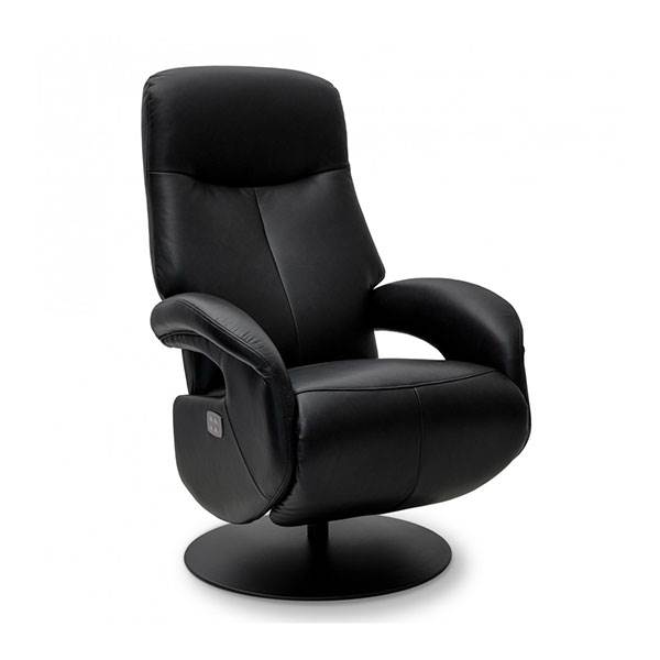 Billede af Bull Recliner stol i sort læder med sort sokkel