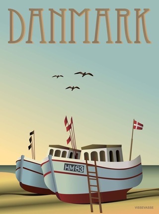 ViSSEVASSE DANMARK Fiskebådene plakat