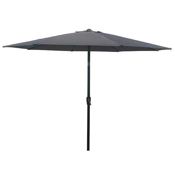 7: Sevilla Parasol 300 cm. - grå dug - Inkl. rund parasolfod 50 kg.