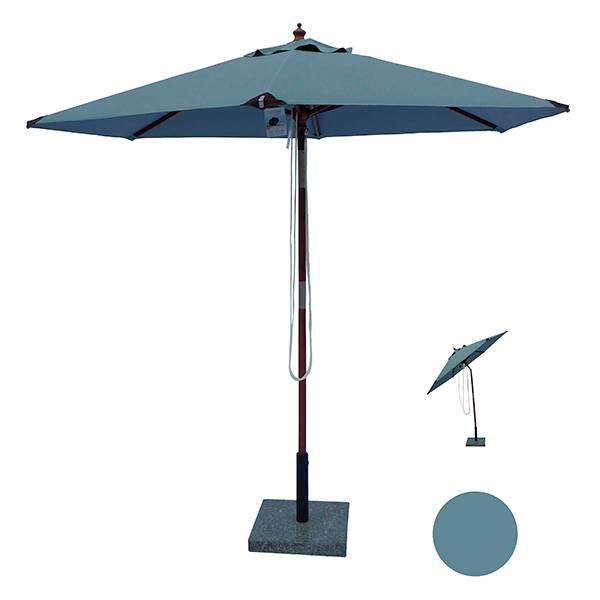 5: Geneve parasol - 2,5 meter - grå - inkl. rund parasolfod i grå 50 kg.