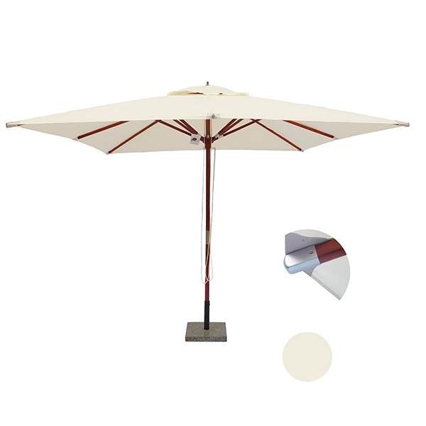 3: Nice parasol - natur - 3x3 meter - Inkl. rund parasolfod 50 kg