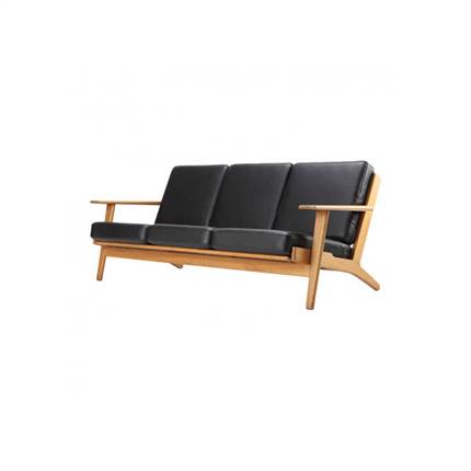 Getama GE290 3- og 2 pers. sofaer - lakeret bøg og sort læder - udstillingsmodel