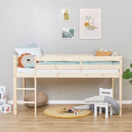 Hoppekids ECO Comfort halvhøj seng 90x200 cm - Natur