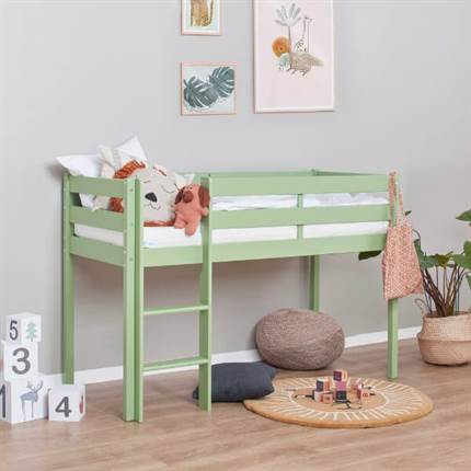 Hoppekids ECO Comfort halvhøj seng 70x160 cm - Pale Green