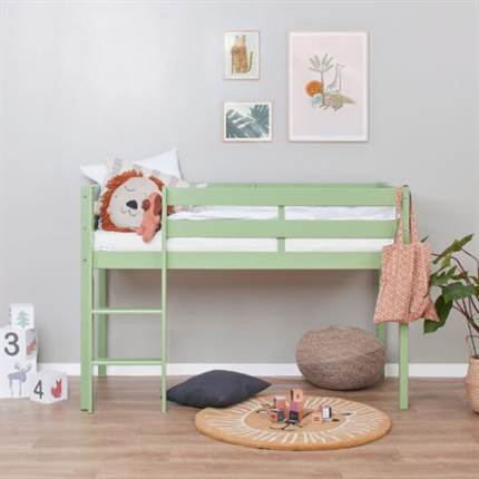 Hoppekids ECO Comfort halvhøj seng 70x160 cm - Pale Green