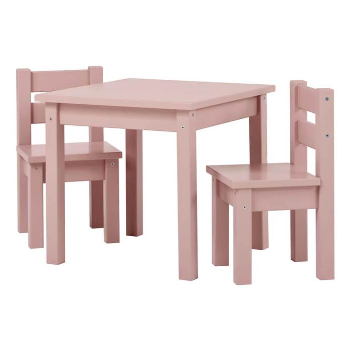 Hoppekids MADS Børnesæt - bord og 2 stole - Pale Rose