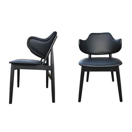 Spisebordsstol - Model Siva - sort læder