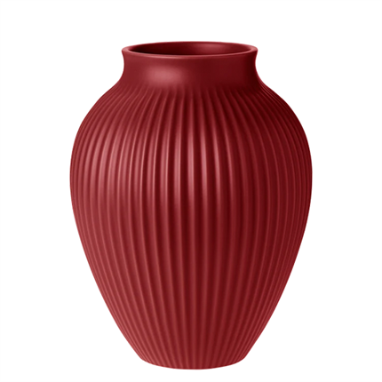 Knabstrup vase H 27 cm rippel - Soft Cherry red