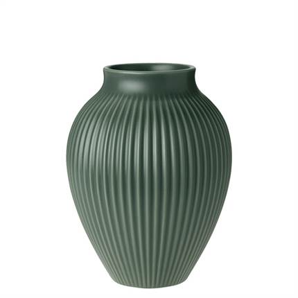  Knabstrup Keramik Knabstrup vase med riller, 20 cm - Mat celadon green  