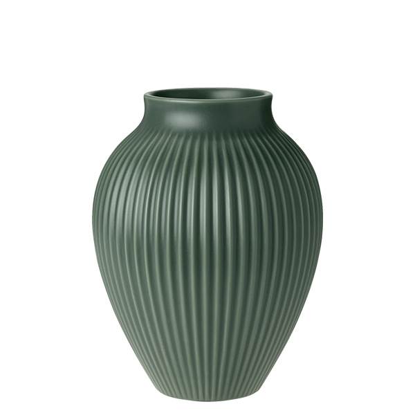  Knabstrup Keramik Knabstrup vase med riller, 20 cm - Mat celadon green  