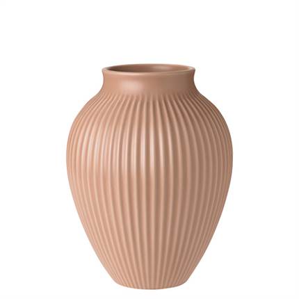  Knabstrup Keramik Knabstrup vase med riller, 20 cm - Mat dusty rose 