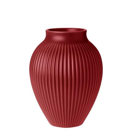 Knabstrup vase H 20 cm rippel - Soft Cherry red