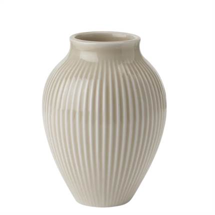 Knabstrup vase H 12,5 cm rippel - Sand