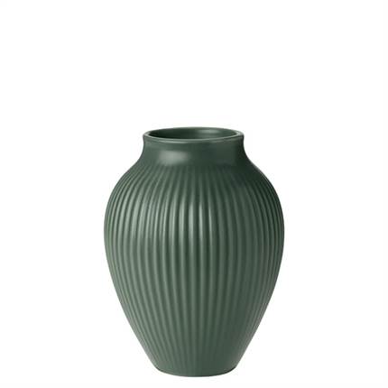  Knabstrup Keramik Knabstrup vase med riller, 12,5 cm - Mat celadon green  
