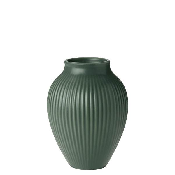 Knabstrup Keramik Knabstrup vase med riller, 12,5 cm - Mat celadon green  