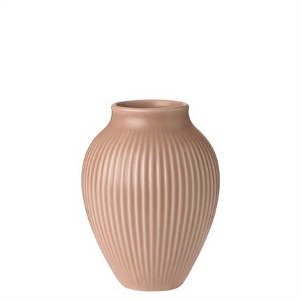  Knabstrup Keramik Knabstrup vase med riller, 12,5 cm - Mat dusty rose 