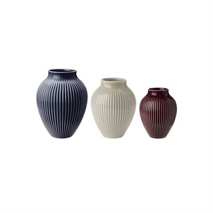 Knabstrup mini vase 3 stk - Ripple berry, sand og dark blue