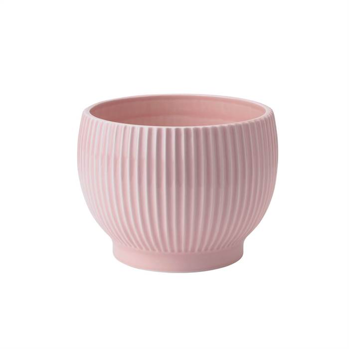 Knabstrup keramik urtepotteskjuler riller - Ø:14,5 cm - Rosa