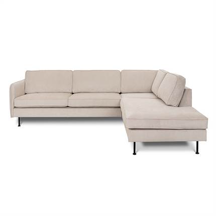 Læsø sofa m. open-end - 286 x 236 cm. - beige fløjl
