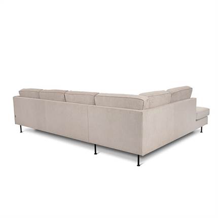 Læsø sofa m. chaiselong og open-end - 305 x 210 cm. - beige fløjl