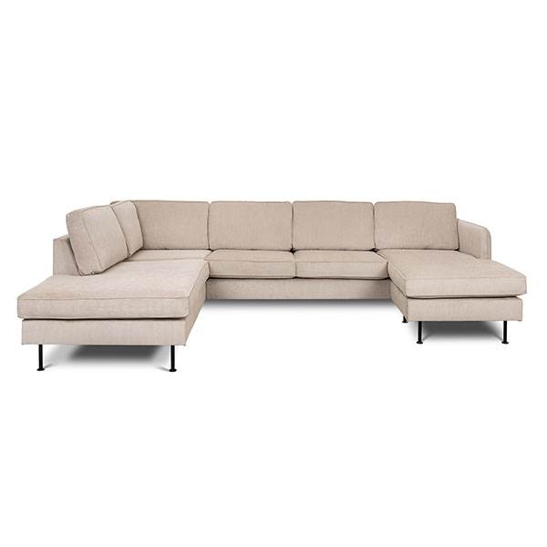 Køb Læsø sofa m. chaiselong og open-end – 305 x 210 cm. – beige fløjl – Højrevendt
