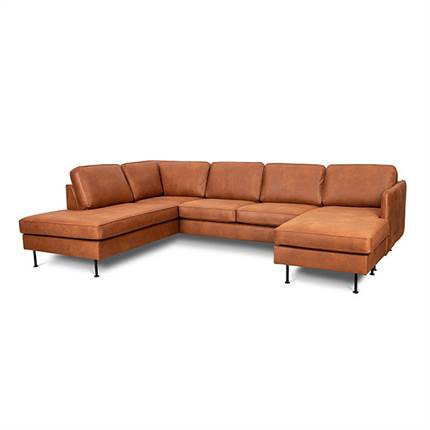 Læsø sofa m. chaiselong og open-end - 305 x 210 cm. - Kentucky cognac