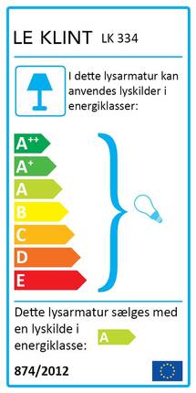 Le Klint Sax 233 væglampe - lys/eg - energimærkning