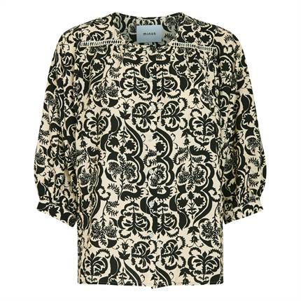 Minus Lizia 3/4 sleeve blouse - Sand gray print 