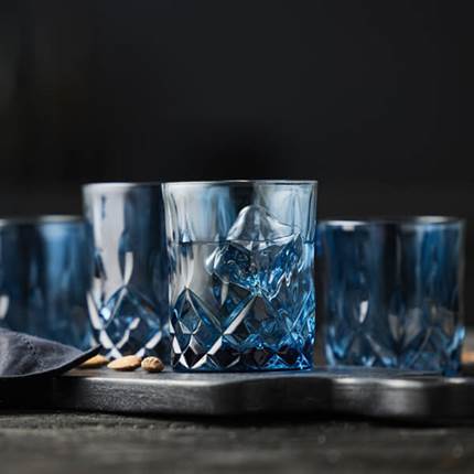 Lyngby Glas Sorrento whiskyglas 32 cl, 4 stk - Blå