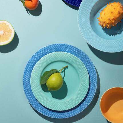 Lyngby Porcelæn Rhombe Color - Frokosttallerken Ø21 cm - Aqua