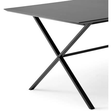Meza by Hammel spisebord - Square - 165 x 90 cm. - Sort Antifinger laminat - Cross stel - Inkl. 2 tillægsplader