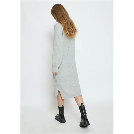 Minus Lilliane v-neck midi knit dress - High-rise grey melange