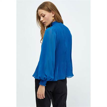 Minus Mia high neck smock blouse - Snorkel blue