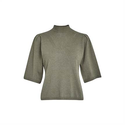 Minus Kylina high neck knit t-shirt - Gothic olive melange 