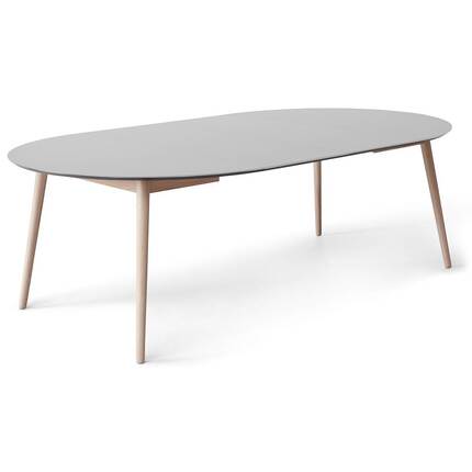 Meza by Hammel spisebord - Round - Ø:135 cm. - Hvid laminat - Ben i hvidpigm. eg - Inkl. 2 tillægsplader