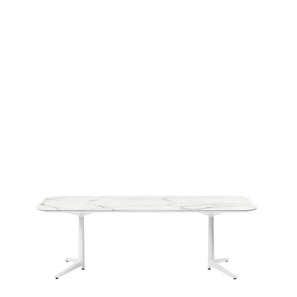 Se Kartell Multiplo XL spisebord - hvid marmor hos Erling Christensen Møbler