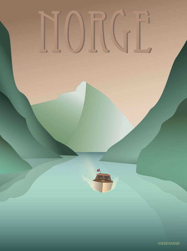 Vissevasse Norge Fjorden Plakat
