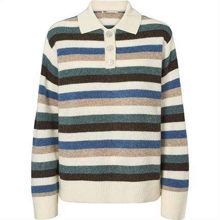 PBO Revo knit polo - Sand/Blue stripe