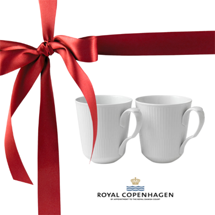 Royal Copenhagen Hvid Riflet krus - 37 cl - 2 stk