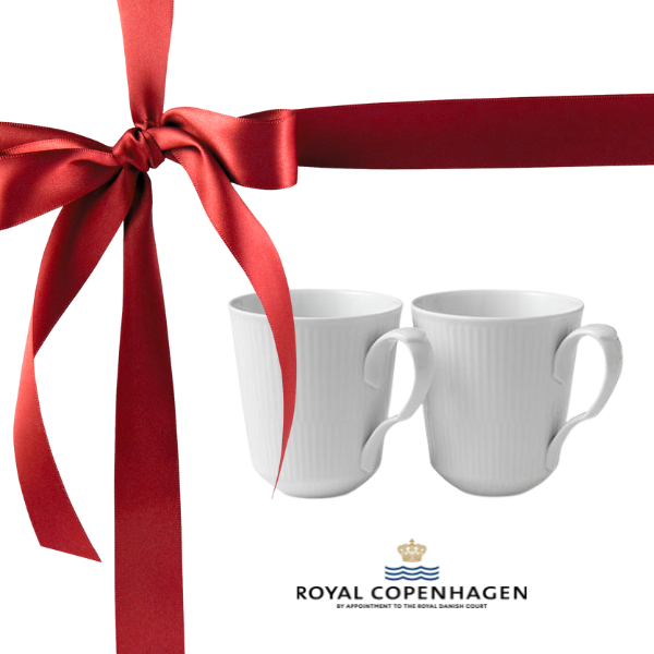 Royal Copenhagen Hvid Riflet krus - 37 cl - 2 stk