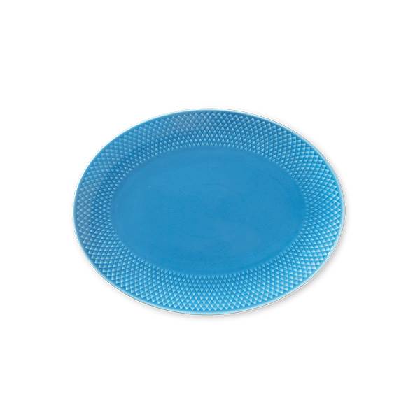Se Lyngby Porcelæn Rhombe ovalt serveringsfad 28,5x21,5 cm blå hos Erling Christensen Møbler